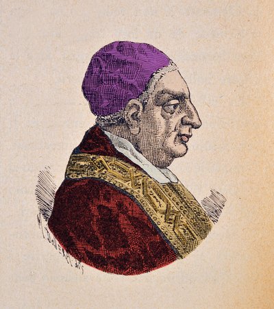 Retrato del Papa Benedicto XIII (benedetto, Benedict o Benedictus) (1724-1730), 1898 (grabado con coloración posterior) de Italian School